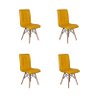 Kit 4 Cadeiras Eiffel Gomos Estofada Base Madeira - Amarela - 1