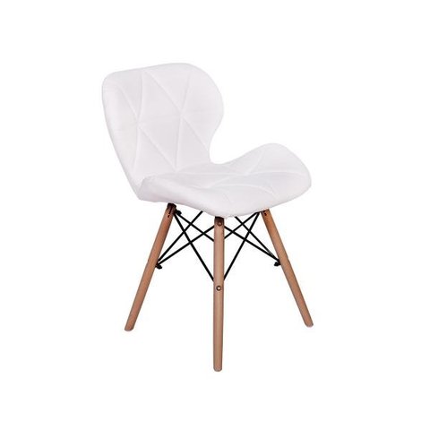 Cadeira Charles Eames Eiffel Slim Wood Estofada - Branca