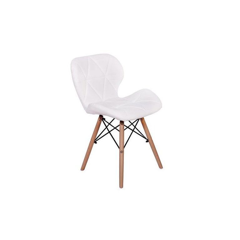 Cadeira Charles Eames Eiffel Slim Wood Estofada - Branca