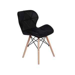 Cadeira Charles Eames Eiffel Slim Wood Estofada - Preta