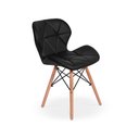 Ver imagem 1 de Cadeira Charles Eames Eiffel Slim Wood Estofada - Preta