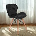 Ver imagem 2 de Cadeira Charles Eames Eiffel Slim Wood Estofada - Preta