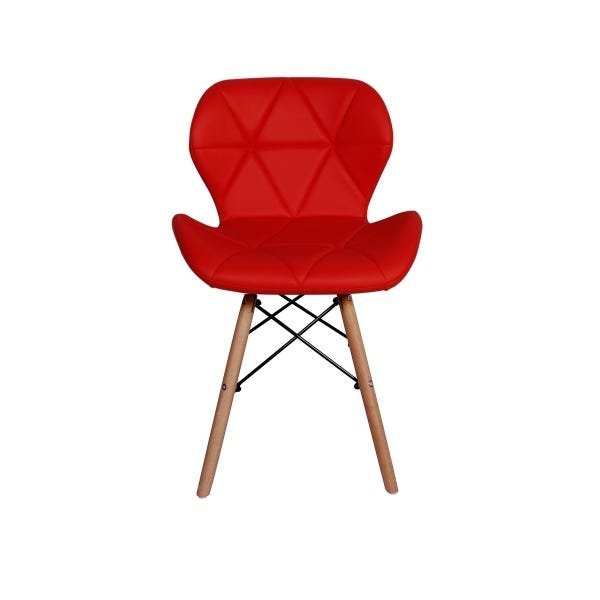 Cadeira Charles Eames Eiffel Slim Wood Estofada - Vermelha - 2