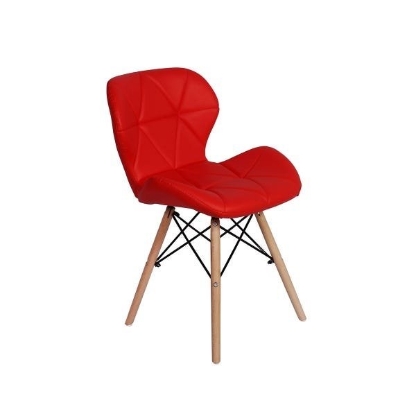 Cadeira Charles Eames Eiffel Slim Wood Estofada - Vermelha