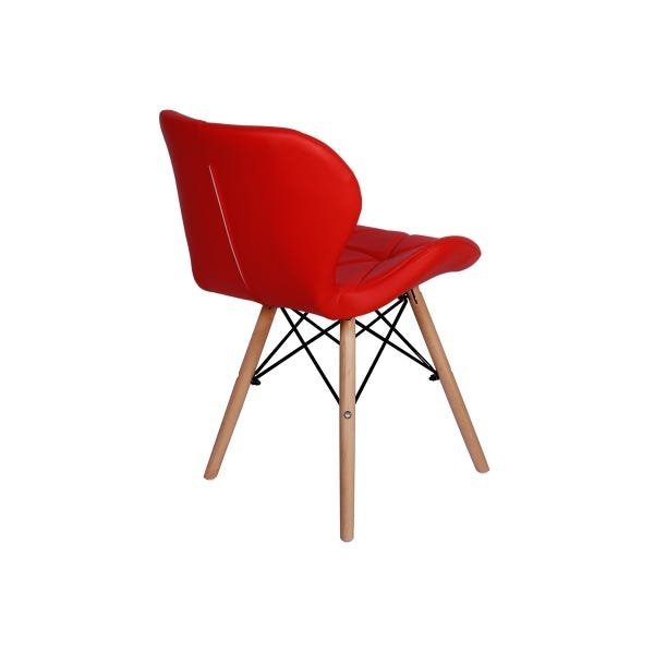 Cadeira Charles Eames Eiffel Slim Wood Estofada - Vermelha - 3