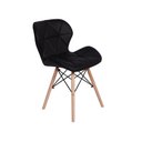 Ver imagem 1 de Kit 2 Cadeiras Charles Eames Eiffel Slim Wood Estofada - Preta