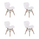 Ver imagem 1 de Kit 4 Cadeiras Charles Eames Eiffel Slim Wood Estofada - Branca