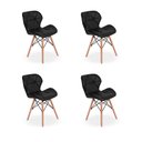 Ver imagem 1 de Kit 04 Cadeiras Charles Eames Eiffel Slim Wood Estofada - Preta