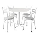 Ver imagem 1 de Mesa de Jantar Redonda 80cm Branca com 4 Cadeiras Estofada Branca