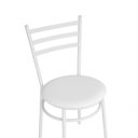 Ver imagem 3 de Mesa de Jantar Redonda 80cm Branca com 4 Cadeiras Estofada Branca
