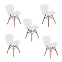 Ver imagem 1 de Kit 5 Cadeiras Charles Eames Eiffel Slim Wood Estofada - Branca