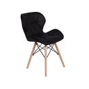 Ver imagem 2 de Kit 5 Cadeiras Charles Eames Eiffel Slim Wood Estofada - Preta