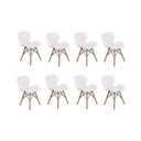 Ver imagem 1 de Kit 8 Cadeiras Charles Eames Eiffel Slim Wood Estofada - Branca