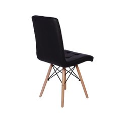 Kit 6 Cadeiras Eiffel Gomos Estofada Base Madeira - Preta - 3 Kit 6 Cadeiras Eiffel Gomos Estofada Base Madeira - Preta - 3