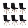 Kit 6 Cadeiras Eiffel Gomos Estofada Base Madeira - Preta - 1
