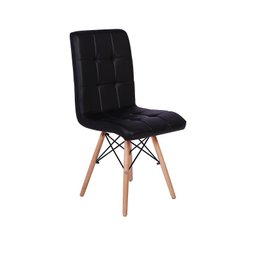 Kit 6 Cadeiras Eiffel Gomos Estofada Base Madeira - Preta - 2 Kit 6 Cadeiras Eiffel Gomos Estofada Base Madeira - Preta - 2