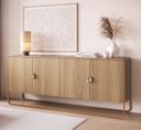 Ver imagem 1 de Balcão Buffet Orgânico 180cm 4 Portas Pé Metal Luna Móvel na Caixa