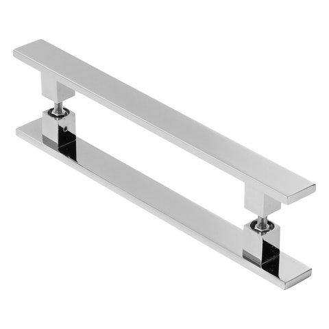Puxador De Porta Pivotante Barra Chata Duplo Cromado 90cm
