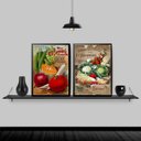 Ver imagem 2 de Kit 2 Quadros Para Cozinha Vegetais E Frutas 24x18cm - com vidro:Madeira preta
