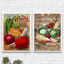 Ver imagem 1 de Kit 2 Quadros Para Cozinha Vegetais E Frutas 24x18cm - com vidro:Madeira preta