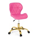 Ver imagem 1 de Cadeira Office Eiffel Slim Base Giratória Rosa - Dourado Brilho