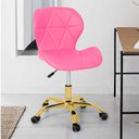 Ver imagem 3 de Cadeira Office Eiffel Slim Base Giratória Rosa - Dourado Brilho