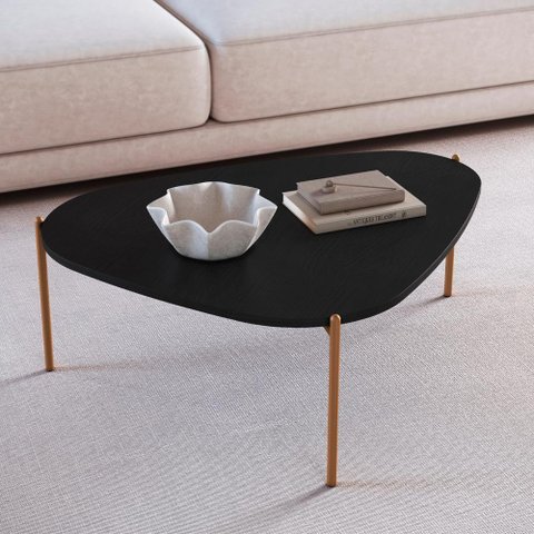 Mesa de Centro Organica Pe Metal Dourado Nero 28014 Artesano Nero Dourado