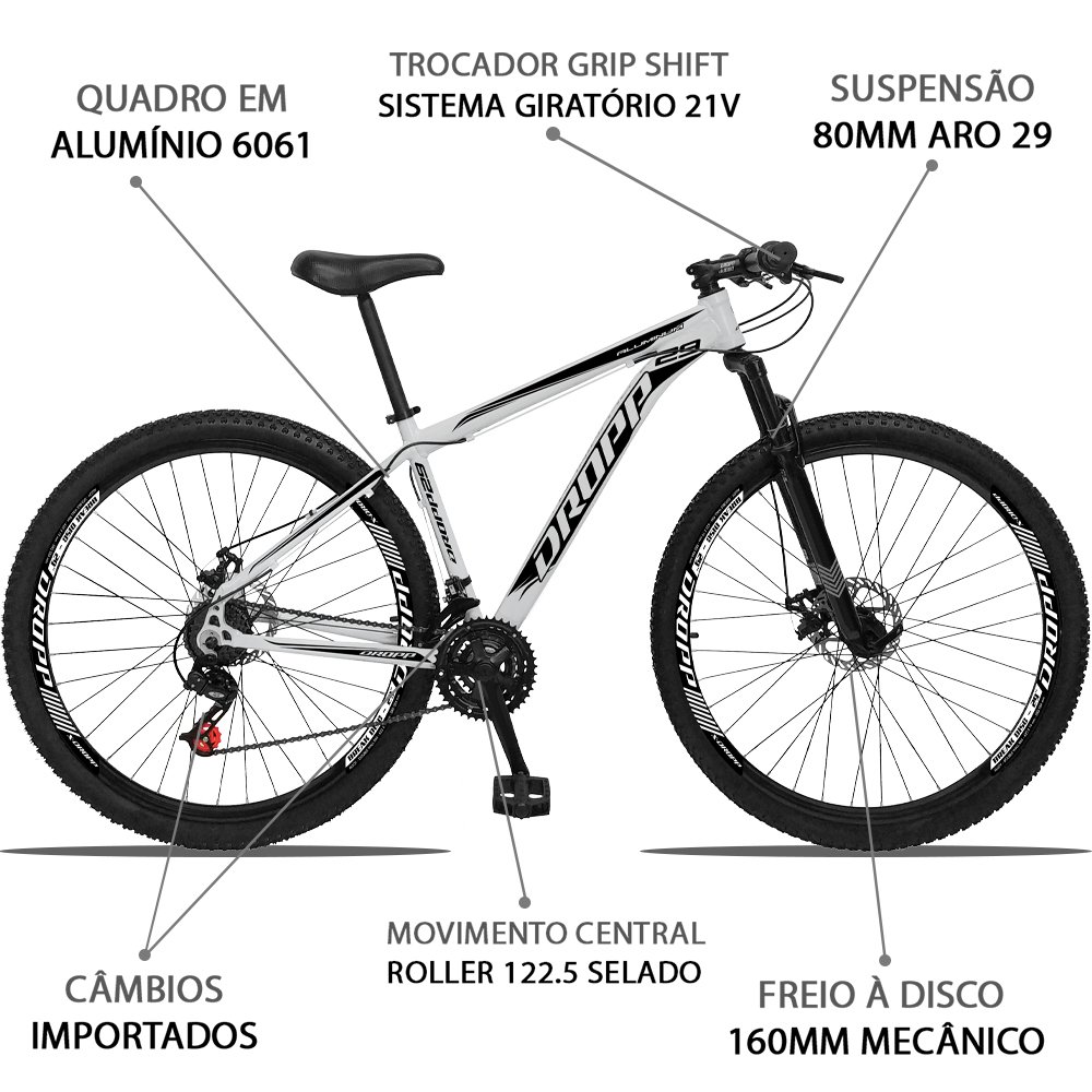 Bicicleta 21V Aluminum Tamanho 15" - Branca/Preto - Banana Bit - 3