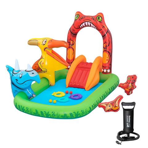 Piscina Inflável Infantil Playground Dinossauro 190l Bestway com Acessórios e Bomba Manual Bestway