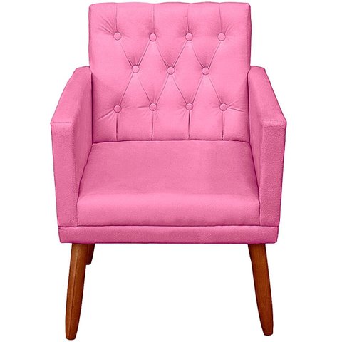 Poltrona Decorativa para Sala Reforçada Confortável Pés de Madeira Escritório