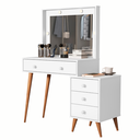 Ver imagem 1 de Penteadeira Escrivaninha Mesa Gaveteiro Mdf Led Camarim Nova:branco