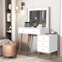 Ver imagem 4 de Penteadeira Escrivaninha Mesa Gaveteiro Mdf Led Camarim Nova:branco