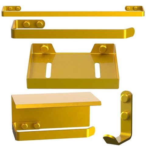 Kit de Acessórios para Banheiro 5 Peças Dourado Fs Max