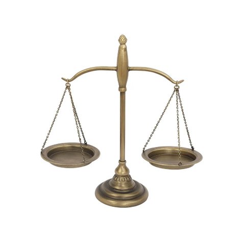 Peça Decorativa Balança da Justiça em Metal Ouro Velho 47cm Fm0270 Btc
