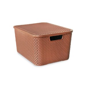 Caixa Organizadora Rattan com Tampa 15 Litros Arqplast Marrom
