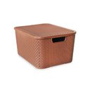 Ver imagem 1 de Caixa Organizadora Rattan com Tampa 15 Litros Arqplast Marrom