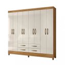 Ver imagem 2 de Guarda Roupa Casal 8 Portas 4 Gavetas Freijo / Off White Florida Moval