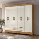 Ver imagem 1 de Guarda Roupa Casal 8 Portas 4 Gavetas Freijo / Off White Florida Moval