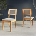 Ver imagem 3 de Kit Conjunto Sala de Jantar Mesa Retrô Retangular 180 cm 6 Cadeiras Estofadas MDF Carvalho Rose/Cinz