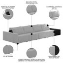 Ver imagem 7 de Sofá Ilha Modular Living com Puff 392cm Georgia K04 Veludo Cinza/preto - Mpozenato
