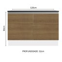 Ver imagem 3 de Balcão de Pia Cozinha 100% MDF 120 cm 2 Portas Branco/Rustic Acordes Madesa