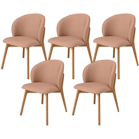 Kit 05 Cadeiras de Jantar e Estar Living Estofada Mia L02 Linho Rosê - Lyam Decor