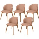 Ver imagem 1 de Kit 05 Cadeiras de Jantar e Estar Living Estofada Mia L02 Linho Rosê - Lyam Decor