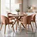 Ver imagem 2 de Kit 05 Cadeiras de Jantar e Estar Living Estofada Mia L02 Linho Rosê - Lyam Decor