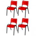 Ver imagem 1 de Cadeira Iso Base Preto Escola, Escritório Vermelho Kit 4 Un
