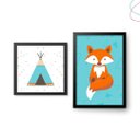 Ver imagem 2 de Kit 2 Quadros Decorativos - Raposinha Cabana com Moldura:pinus