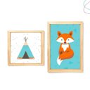 Ver imagem 1 de Kit 2 Quadros Decorativos - Raposinha Cabana com Moldura:pinus