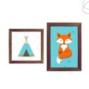 Ver imagem 3 de Kit 2 Quadros Decorativos - Raposinha Cabana com Moldura:pinus