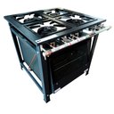 Ver imagem 1 de Fogão Industrial P7 4 Bocas Baixa Pressão com Forno 126L Tampa Vidro 2QD 2QS - MetalFour