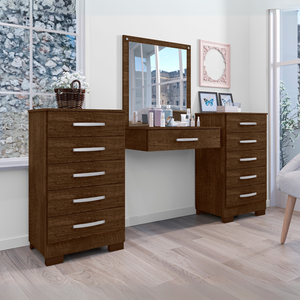 Penteadeira Camarim Moderna Modulada 11 Gavetas com Espelho:malbec